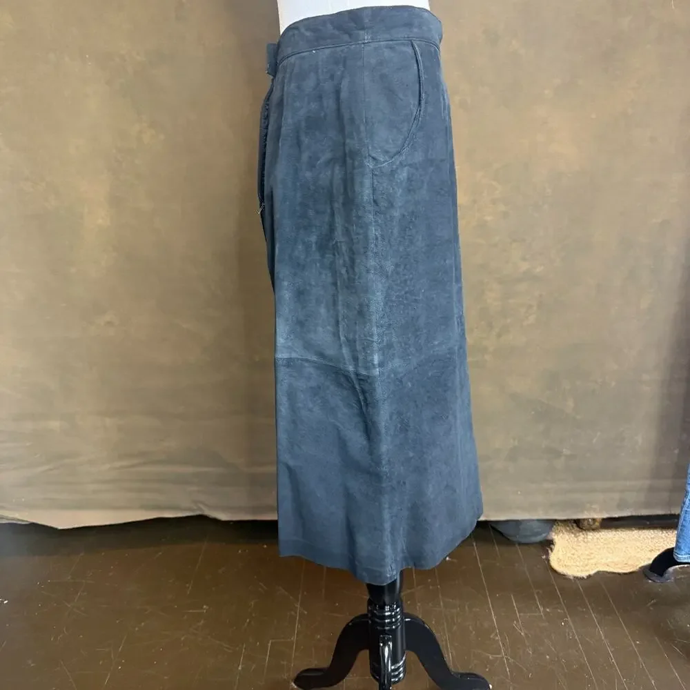 Vintage Smith and Forester Suede Pencil Skirt Women’s Size 12 Black